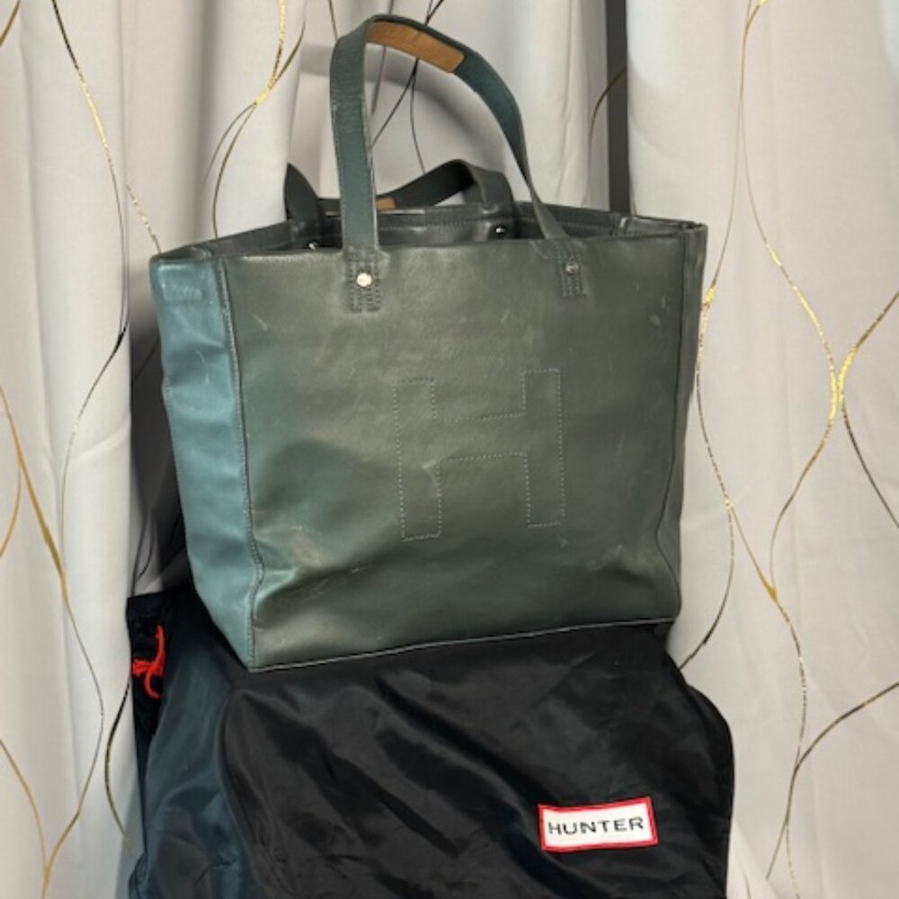 Hunter Green-Grey Rubber Tote Bag